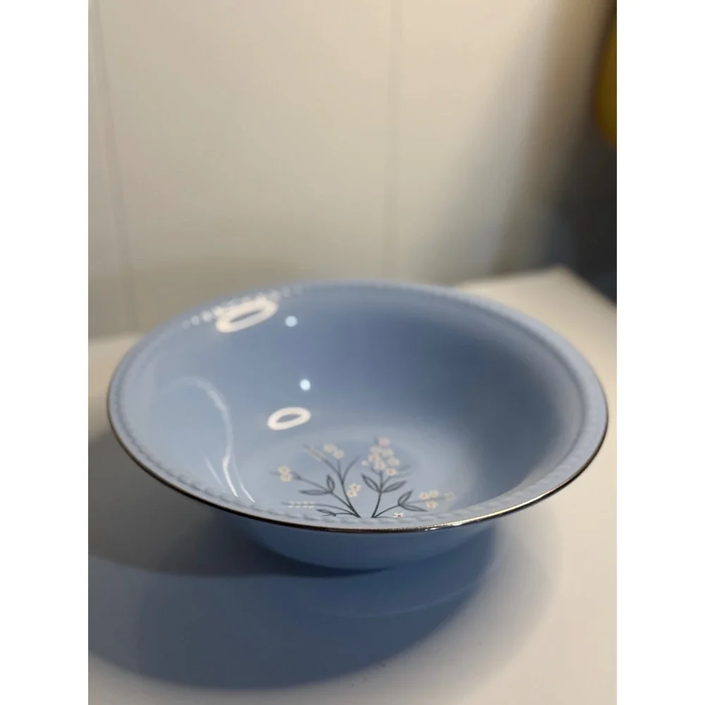 VTG Homer Laughlin Kraft-Blue Floral Serving Bowl Periwinkle Blue GCM101 USA 9in